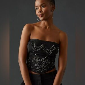 Anthropologie Black Strapless Tank Top